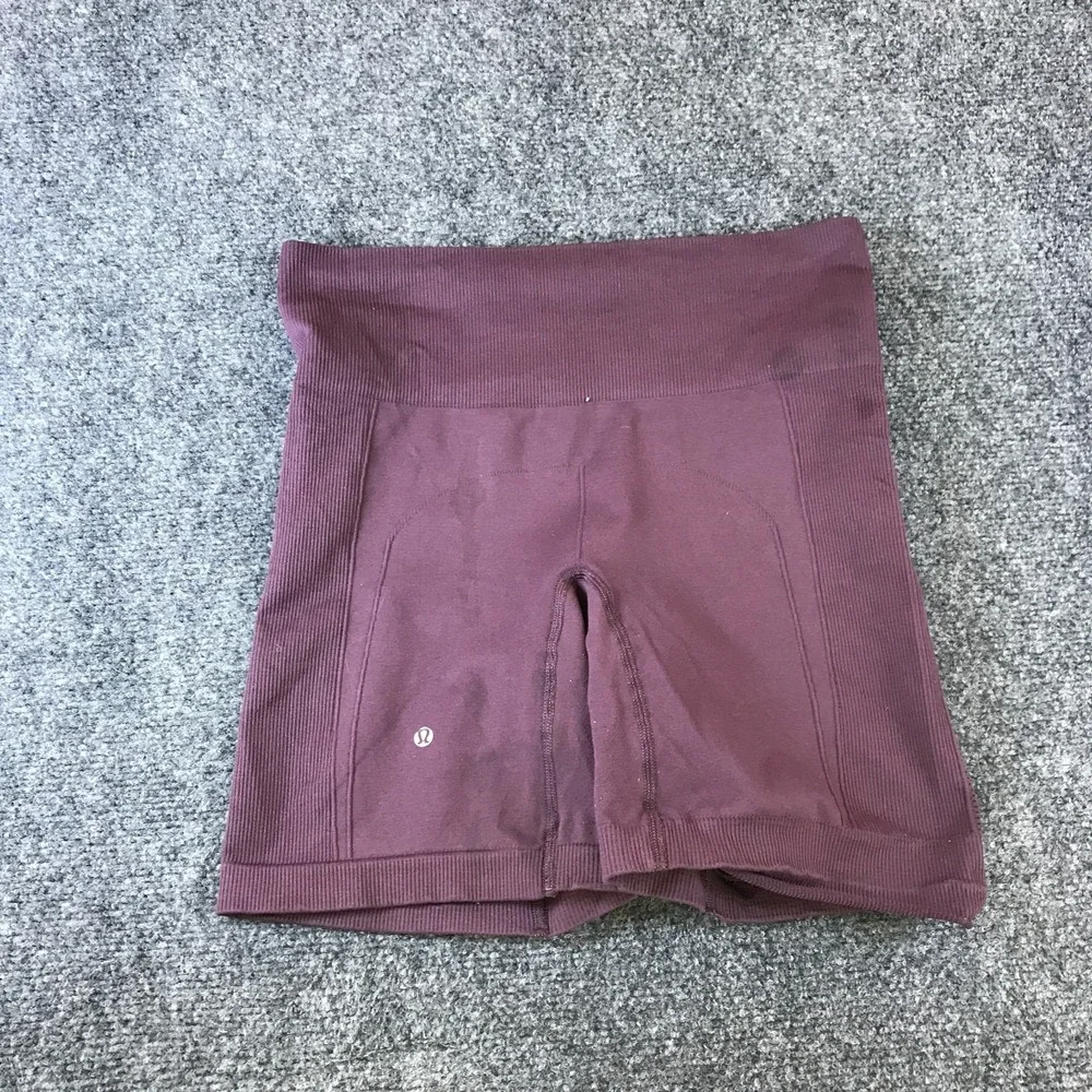 Lululemon Biker Shorts Womens 27x6.5 Mauve Logo Pull On Workouts Performance Gym